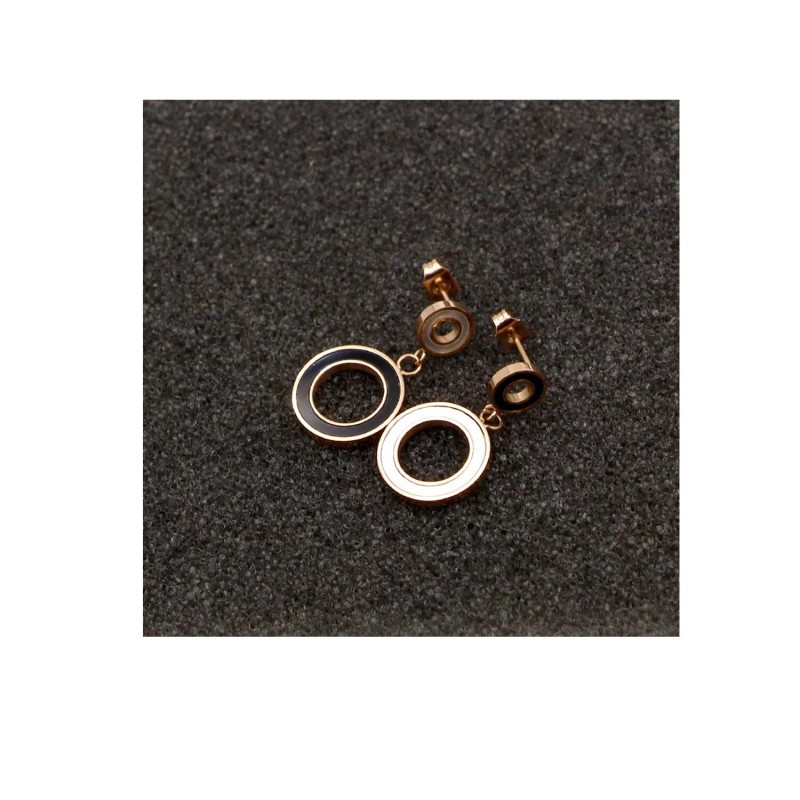 Fashion Earrings EarDrop Unbalance Style Stainless Steel Double Circle Ear