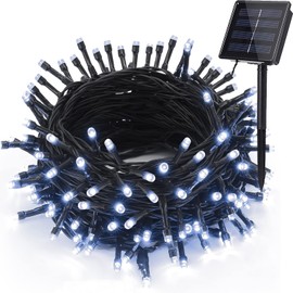 iShabao - Cadena de luces solares para exteriores, 33 pies, 100 luces LED solares de hadas 8 modos de luces de Navidad impermeables para jardín, patio, hogar, fiesta, boda, día festivo, árbol,