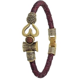 Imagine Mart Rudraksh Trishul Damru Designer Metal Bahubali Kada Bracelet for Men & Women(Color Brown)