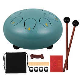 SUPVOX 6 Inch Rain Chime Drum: 8 Notes Carbon Steel Hand Drum Percussion Instrument - Outdoor Hollow Drum with Buggy Bag, Mallets & Holder, Music Book, Finger Picks and Notestikers