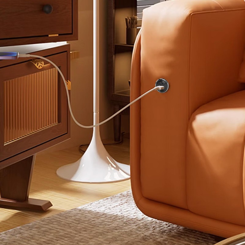 Desktop Power Grommet, 2 USB Charging Ports Small Hidden Flush