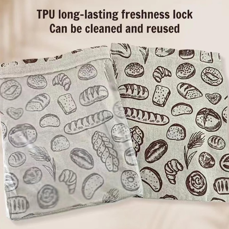 Reusable Linen Bread Bags with TPU Liner - 11.8" x
