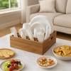Wooden Cutlery Holder for Dining Table, Multiple Compartments Organizer Box,