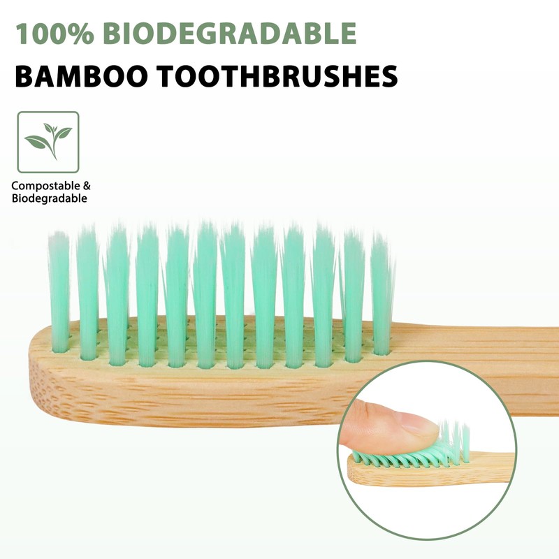 Tetragonal tree 8 Count Bamboo Toothbrushes - BPA Free Soft