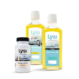 Lysi Omega-3 Paquete Familiar Cpsulas Forte 90 Pzas, Aceite de Higado de Bacalao Junior  Aceite de Higado de Bacalao Adulto Menta-Limn.               