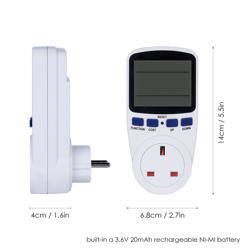 LCD Display Electricity Usage Power Meter Socket Energy Watt Volt