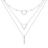 DAOSHANG 925 Sterling Silver Triangles Hearts Stripes Three Layered Necklaces