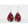 Twisted R Design Red Hearts on Black Print Wood Dangle