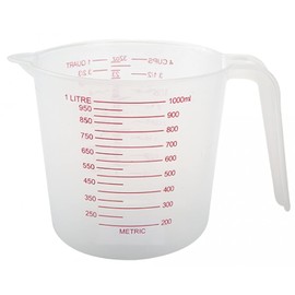 1L Plastic Measuring Jug with Clear Measurements displayed in ml, cl, fl oz and Pints