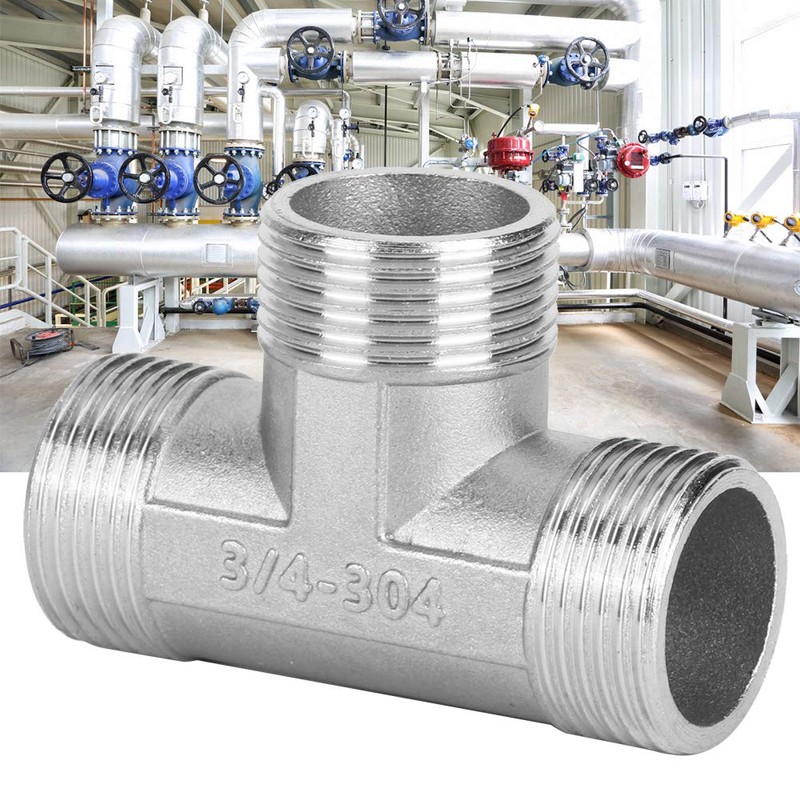 3/4 Stainless Steel Tee Fitting - 3-Way Pipe Connector -