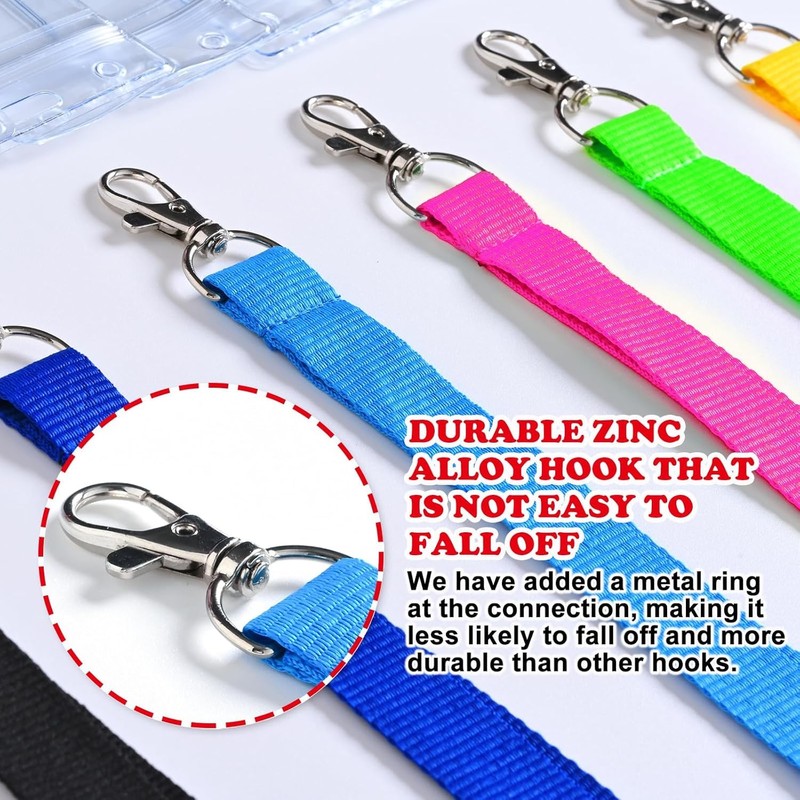 CANWELUX 12 Pack Neon Hot Pink Lanyard for ID Badges,Lanyard