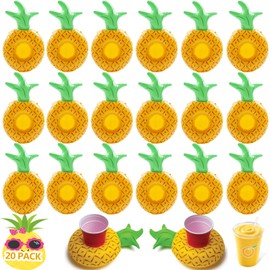 Inflatable Drink Holder 20 Pack Inflatable Pineapple Pool Float Drink Holders for Swimming Pool