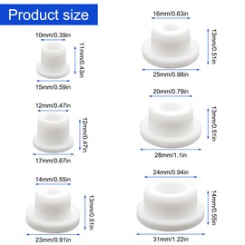 24 PCS Bathtub Jet Covers, 6 Sizes Silicone Hole Plug, White Jet Tub Plug Cover Caps Fit for 9-10 mm 12mm 14mm 16mm 18mm 22-23mm Bathtub Hole, Flexible Reusable Waterproof Tube Plugs End Covers