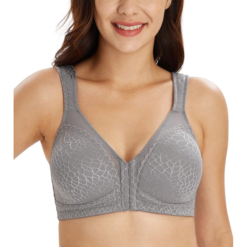 Lemorosy Women's Classic Comfort Bra, Strong Hold, Front Closure, Back