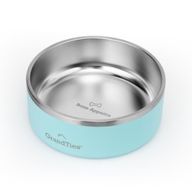 GrandTies Stainless Steel Dog Bowl | Engraved Reusable BPA-Free Insulated Cat & Dog Bowls | Large Heavy Duty Non Skid Spill Proof Dog Bowl | Outdoor Dog Water Bowl (42oz, Powder Green)