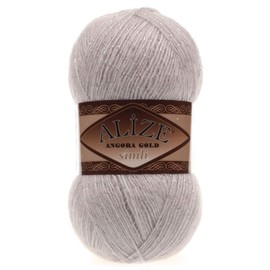 Alize Angora Gold Simli 5% Metallic - 20% Wool - 75% Acrylic Lot of 4skn Yarn Thread Crochet Lace Hand Knitting Turkish Yarn 400gr 2196 yds Color (168 - Winter White)