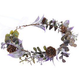 KorViSHOW Purple Flower Crown Headband - Artificial Eucalyptus Leaf Headpiece with Ribbon Fairy Forest Floral Hair Accessories for Women Girls Bridal Weeding Birthday Festivals Headdress Photo Prop