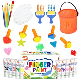 BLOT Finger Paints Children Non-Toxic Washable Finger Paints with Brush Sponges Apron Palette for Toddlers Nursery School Early Learning Acrylic