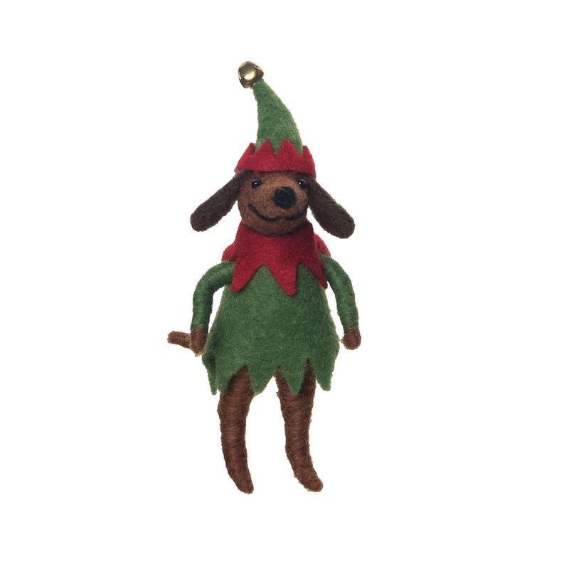 GALLERIE II Dog Elf Figurine Green