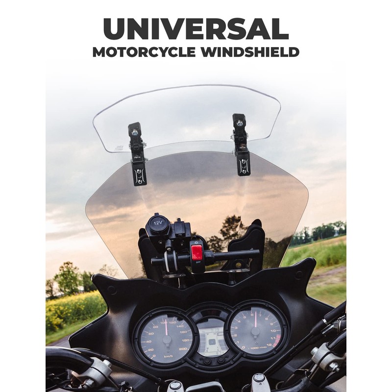 KEMIMOTO Motorcycle Windshield Upgraded Aluminum Metal Heightened Windshield Extension Spoiler