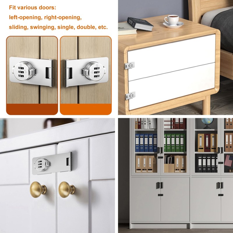 ETEKJOY Keyless Cabinet Lock 3-Digit Combination Password Hasp Latch Lock
