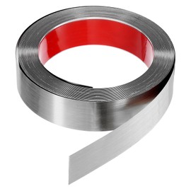 HARFINGTON 39.4ft x 1.58" Wall Trim Peel and Stick Molding Frame, Self Adhesive Stainless Steel Brushed Finish Metal Strip for Wall Ceiling Floor Cabinet Tile Edge, Silver
