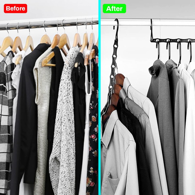 Ncheli Pack of 4 5-in-1 Clothes Hangers, Space-Saving, Rotating Magic