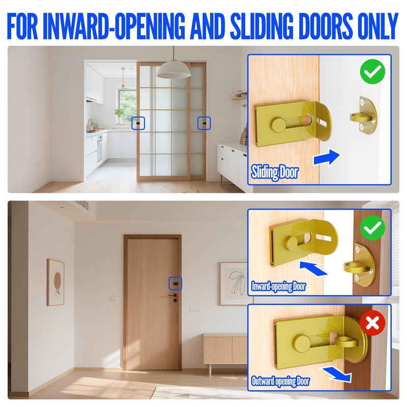 Sliding Door Lock, 90 Degree Door Hasp Latch Lock, Stainless