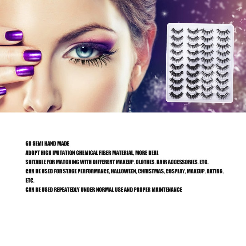 20 Pairs 6D False Eyelashes 4 Styles Long Thick Semi