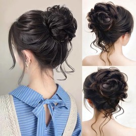 HAPVITAL Bun Wig, Wig, Hair Ornament, Kimono, Chignon, Part, Volume, Point Wig, Perfect Hairstyle, Popular, Women's, Bun Bundle, Simple, Coming-of-Age Ceremony, Easy, Natural, Stylish, Wedding (Dark