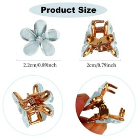 20 PCS Mini Diamond Hair Claw Clips, Crystal Mini Flower Hair Clips Small Rhinestone Hair Barrettes Floral Petal Hairpin, Cute Decorative Accessories for Girls Women (Blue & Beige)