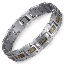 RainSo Scorpion Claw Men's Stainless Steel Magnetic Bracelet - Silver & Champagne Silk-Inlaid Tactical Cuff | Adjustable Jewellery with Gift Box & Sizing Tool