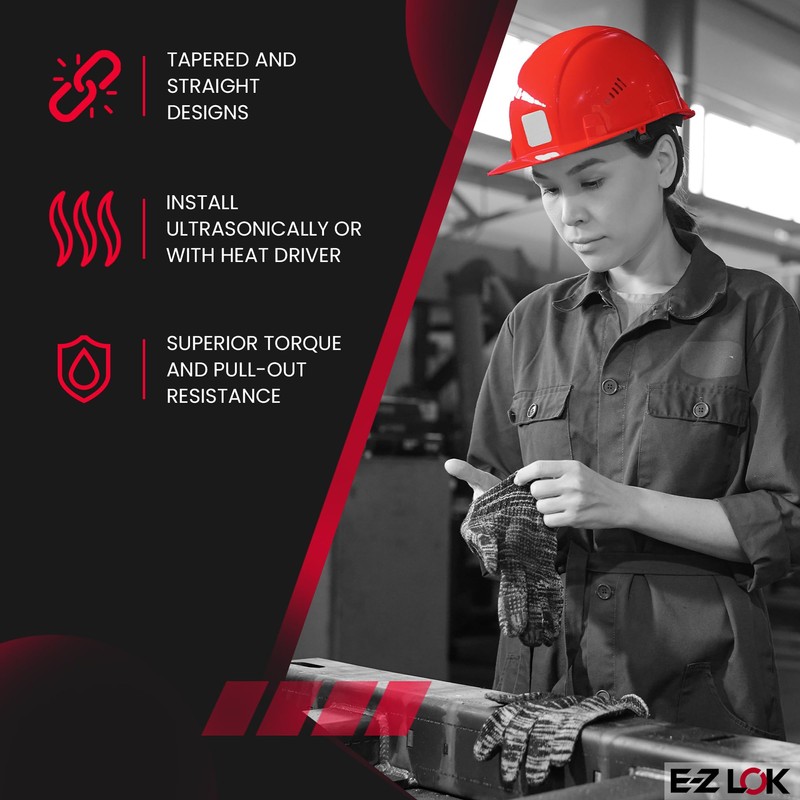 E-Z LOK Threaded Insert for Plastic Tapered Single Vane Brass