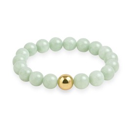 GD GOOD.designs Anti-stress ring made of natural stone beads, elastic pearl rings for women with gold-plated S925 pearl, waterproof anxiety rings, ring size 54-60, Precious metal