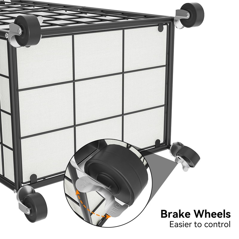 WOWLIVE Laundry Hamper with Wheels,Metal Wire Frame Rolling Laundry Basket