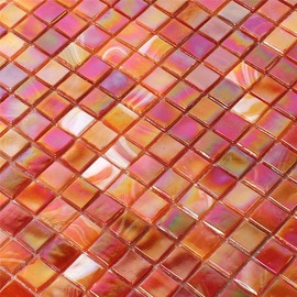 Mosaic Tiles Glass Mosaic Tiles Mother of Pearl Effect Red Mix