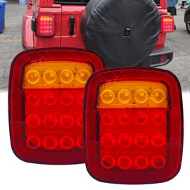 Aoling jk Wrangler Tail Lamp, jk Wrangler Tail Light, Jeep Tail Lamp, Red & Yellow Glow Brake Small Turn Signal, Truck Tail Lamp 24V, Trailer Tail 2 Pcs