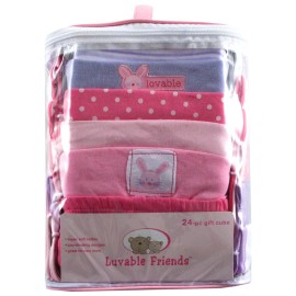 Luvable Friends Baby Girl Layette Gift Cube, Pink Bunny, 0-3 Months