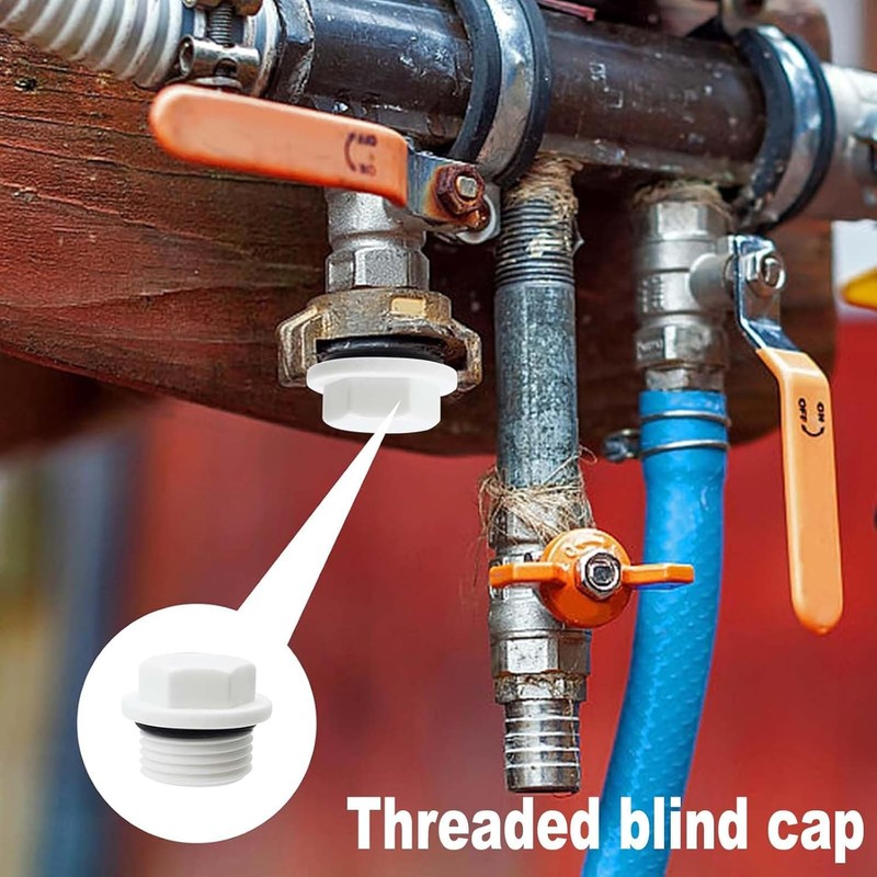 24Pcs Water Pipe Hex Thread Plugs, Plastic Plug Cap, 1’’