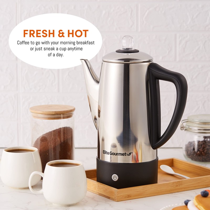 Elite Gourmet EC812 Electric 12-Cup Coffee Percolator with Keep Warm,