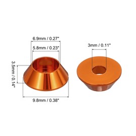 QUARKZMAN M3 Cone Cup Washers Anodized Aluminum Gaskets for Screws RC/FPV/PC/Drone/Mechanical Accessories Model Parts, Pack of 20 (Orange)