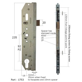 Mila 4500 35 ZP Lock Case Gear Box Upvc Door 35mm Backset