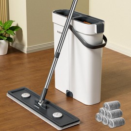 CTIME 2025 360° Spin Mop New Upgraded Version of Mop and Bucket Set with Wringer, with 6 Washable Microfiber Pads, Home Floor Cleaning System for All Floor Types and Windows