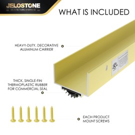 JELOSTONE U-Shaped Aluminum Door Bottom Shoes(Gold) - Fire Rated - 1-3/4"W x 1-1/8"H x 36" L Weather Stripping Seal for Exterior Doors, Vinyl Insert, JS-217DV
