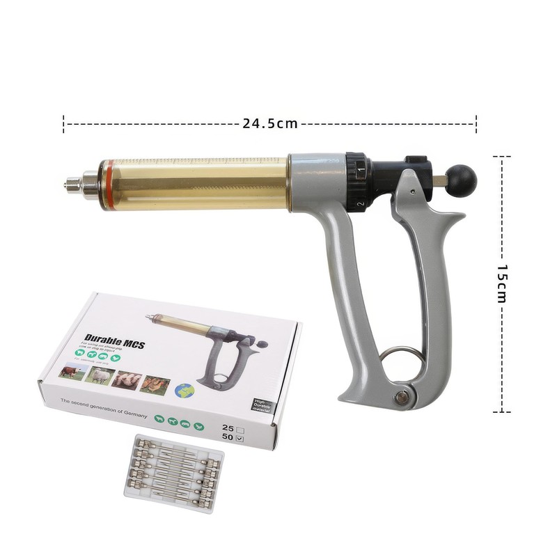 Livestock Vaccination Syringe Gun, 50ml Semi-Automatic, 5-Gear Adjustable, with 10