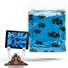 1 X Dog Blankets Washable With Paw Prints Dog Blanket | Cat Blanket | Soft Warm Dog Fleece Animals Pet Blanket Puppy Blanket Bed Travel Pack (Blue, 70cm X 73cm (Pack of 1))