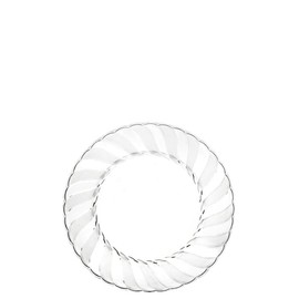 EcoQuality Disposable 6" inch Round Clear Plastic Plates - Glass Like Design Party Plates, Heavy Duty Small Disposable Dessert Plates, Salad Plate, Weddings, Serveware (36 PACK)