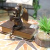 SXSZZXL Dragon Reading Statue Imitate Antique Bronze Dragon Resin Figurine