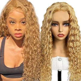 Lakaisa Glueless Wig Human Hair Wear and Go Curly Wig HD Lace Wig Women's Real Hair Natural Brazilian Remy Hair 180% Density Pre Plucked Natural Hairline with Baby Hair 22 Inches