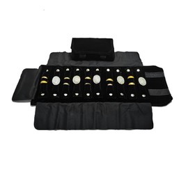 SCIKHEFT Portable Ring Travel Bag Jewelry Travel Roll Bag Small Black Velvet Folding Jewelry Orgnizing bag